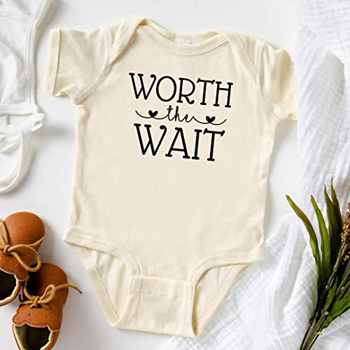Worth the Wait Onesie, Miracle Baby Announcement Grandparents Family Husband, Infertility Onesies, Rainbow Baby Pregnancy Reveal | CREAM3