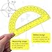 Zonon 2 Pcs 6 Inch Plastic Protractor Math Protractors 180 Degrees Angle Measurement, Translucent for Geometry Classroom Kid Student School Office Supplies(Yellow)