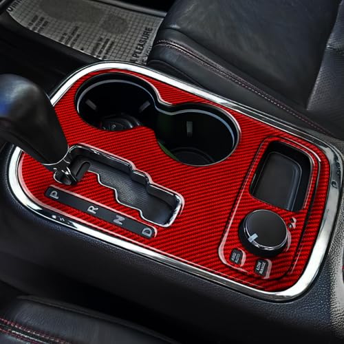 Image of Car Gear Shift Panel Cover Decals for 2011 2012 2013 Dodge Durango Accessories Carbon Fiber Interior Stickers Red, A