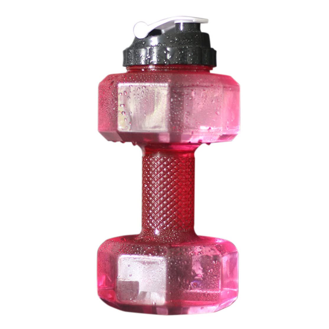 Hperu 2.2L Weight Water Bottle, Dumbbell Shaped Water Container with Leak Proof Lid Red Half Gallon Bottle