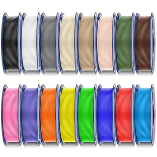 SUNLU PLA+ 3Dプリンター用フィラメント、16色セット マルチカラー 1.75mm。