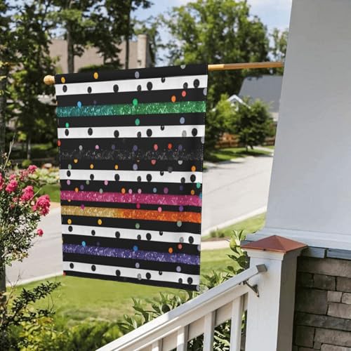 Drapeau de jardin arc-en-ciel double face polyester résistant qui ne décolore pas au soleil