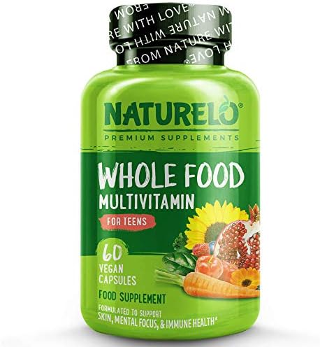 NATURELO Whole Food Multivitamin for Teens - with Natural Vitamin, Mineral & Plant Extracts for Teenage Boys&Girls - Best Supplement for Active Children - No GMOs - 60 Vegan Capsules | 1 Month Supply