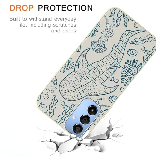 Phoona Phone Case for Samsung Galaxy A15 5G 6.5", Cute Girly Preppy Whale Marine Life Aesthetic Pattern Design for Girls Women, Slim Silicone TPU Shockproof Protection Cover, Teal - Image 3