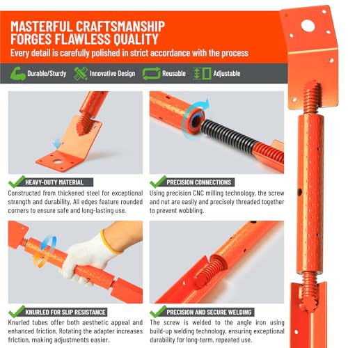 Uphode Heavy Duty Wall Turnbuckle Tensioner (Length: 33.2\"-40\") Adjustable Concrete Wall Brace Stainless Steel Concrete Turnbuckle Form Aligner 4Pack