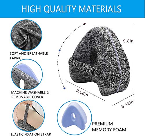 Cozy Bospin Knee Pillow Leg | Memory Foam Wedge Pillow | Leg Pillows For Sleeping,Leg Pain, Knees Pain, Joints Pain & Pregnancy Bed Leg Cushion For Side Sleepers (Gray) #TOP3