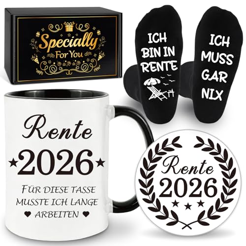 Epaing Ruhestand Geschenke für Männer Rente 2026 Tasse Personalisiert Rentner Geschenk Mann Renteneintritt Geschenk Männer für Papa Vater Opa Bruder Freund Mitarbeiter Abschiedsgeschenk Kollegen