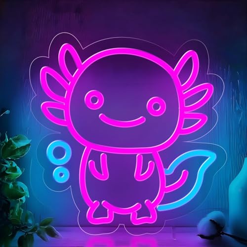 Image of Axolotl Neon Sign for Wall Decor,Dimmable Axolotl Neon Light,Pink Animal Light Up Signs for Bedroom Party Bar Background Christmas Gifts Decorations