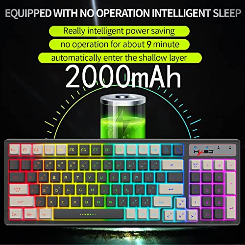 Felicon Wireless Gaming Keyboard 2.4G Rechargeable Rgb Backlit Mechanical Feel Multimedia 96 Key With Number Pad Double-Shot Keycap Anti-Ghosting Ergonomic Waterproof For Mac Pc Xbox Ps4 Gamer Typists #TOP3