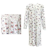 Zmart Australia 100% Cotton Women Nightie Night Gown Pajamas Pyjamas Winter Sleepwear PJs Dress, Red & Purple Flowers, 16