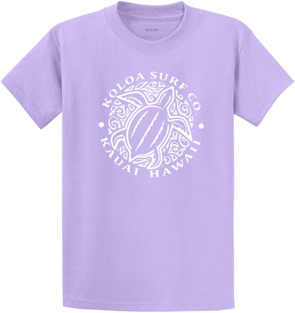 Koloa Surf Honu Hawaiian Turtle Front Logo Heavyweight Cotton T-Shirts Small Lavender - White Logo