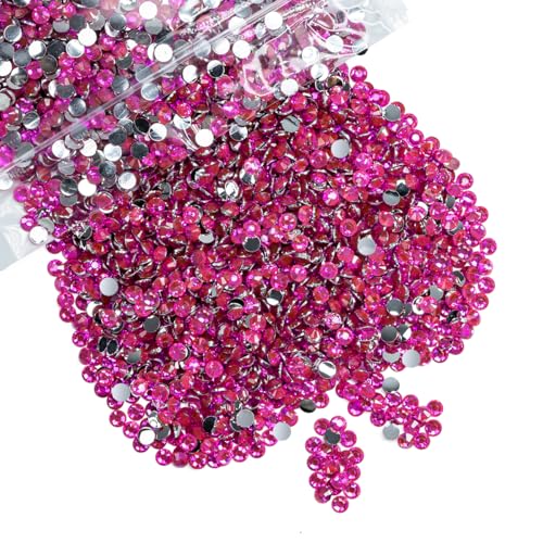 qiipii 8000PCS 3mm Crystal Hot Pink Resin Rhinestones for Bedazzzling Crafting Flatback Rose Red Stones Bulk SS10 Non-Hotfix Diamonds Crystals Gems for Nails Face Eyes Makeup Mugs Tumblers DIY Crafts