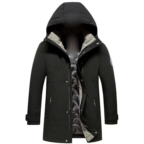 MQMYJSP Jaqueta masculina de comprimento médio para outono e inverno, chapéu removível, jaquetas esp