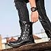 YUMALI Men Motorcycle Riding Boots Steampunk Lace up Leather Military Boots Outdoor Fashion Single Shoes for Daily (Black,46)
