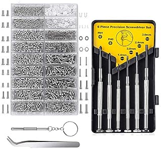 Eyeglasses Repair Kit, 1000PCS Eyeglass Screws and 6 Pcs Screwdrivers Tweezer for Eyeglasses