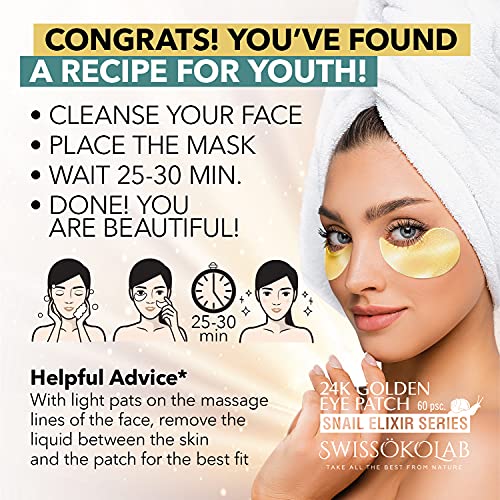 Under Eye Patches For Puffy Eyes 24k Gold Eye Mask Dark Circles And Puffiness Collagen Eye Gel Pads Moisturizing & Reducing Wrinkles Anti-Aging Hyaluronic Acid (Gold Snail) - Thumbnail 5