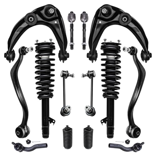 Image of Detroit Axle - 14pc Front End Control Arms Kit for 03-08 Mazda 6, Control Arms w /Ball Joint Tie Rods Sway Bars Struts & Coil Spring Boots & Bellows 2003 2004 2005 2006 2007 2008 Replacement