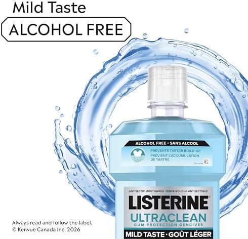 Listerine Ultraclean Gum Protection Alcohol-Free Antiseptic Mouthwash for Healthy Gums, Kills 99.9% Germs, Fights Plaque & Gingivitis, CDA Validated, Cool Mint Flavour, 1 L (Pack of 1) — view 2