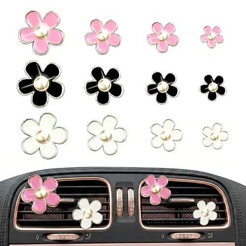 Image of Daisy Car Air Vent Freshener Clips, 12 Pack Floral Decor for Women Girls