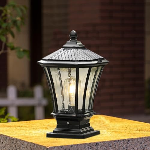 FDOIUTU Lampione da Giardino Esterno, Giardino Villa Luci colonna, E27 luce del portico in metallo,Lampada da stigmatizzazione impermeabile, per Patio Recinzione Pali in Legno (Stile 09)
