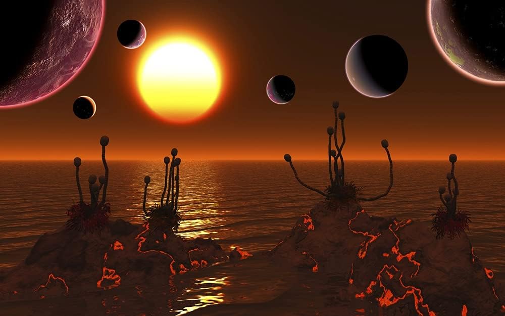 Artists concept of the Trappist-1 star system Poster Print by Mark StevensonStocktrek Images (17 x 11)