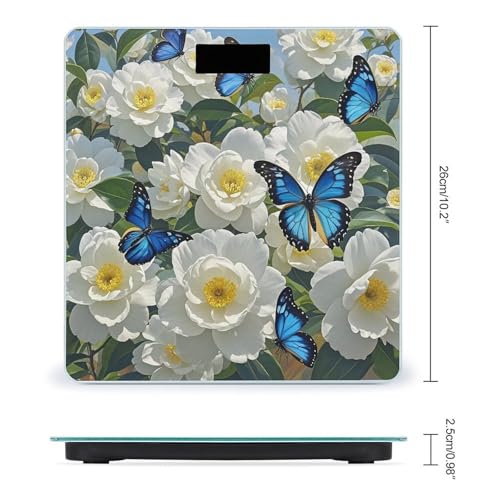 Báscula digital de baño con pantalla LED y plataforma de vidrio templado miniatura 2