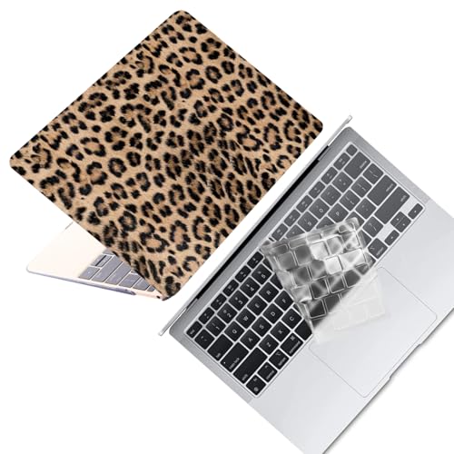 Funda MacBook Air 13 M4 M3 M2 carcasa rígida A3240 A3113 estampado leopardo