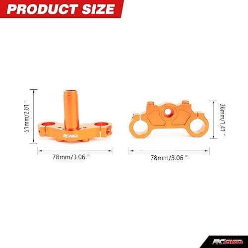 Miniatura 2 de RCAWD Juego de abrazadera triple de aluminio para piezas de actualización Promoto-MX LOS364006 (Naranja)