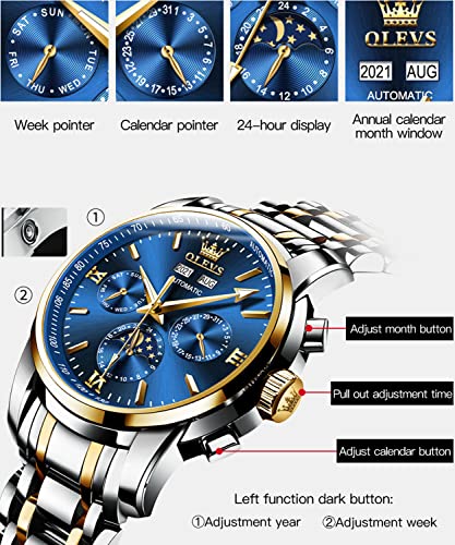 Image of OLEVS Men's Watches Brown Leather with Date,Casual Watches for Men,Large Face Watches Men,Chronograph Mens Watch,Sport Waterproof Business Dress Analog Quartz Men's Wrist Watches Reloj De Hombre