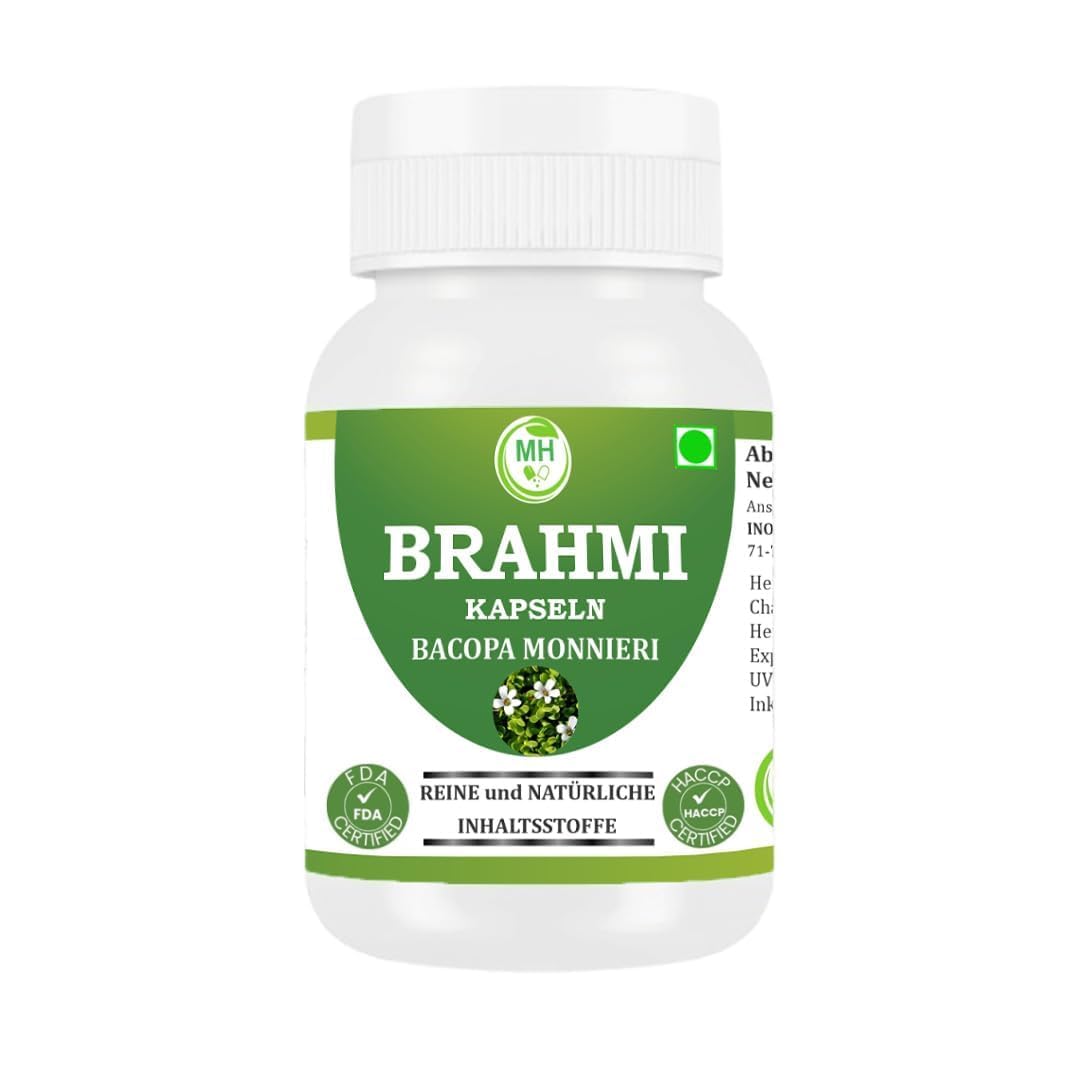Brahmi (Bacopa monnieri) 500 mg, 240 Capsule Vegane, Confezione da 4, Integratore Alimentare Naturale a Base di Erbe, Puro e Naturale, Senza Additivi