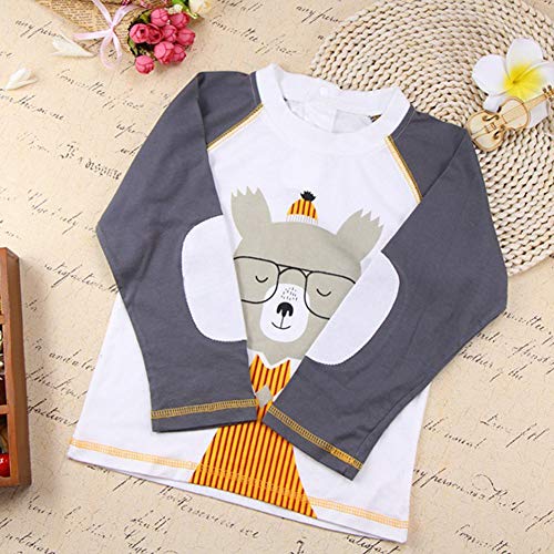 Image of Boy's Plaid Tops and Koala Printed T-Shirt and Pants 3 Pieces Clothing Sets (Khaki,3-4 Years)