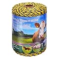 656 Feet Electric Fence Wire, 9 Stainless Steel Strands and 30 Polywire for Portable Livestock Fencing, with Reliable Conductivity and Rust Resistance, UV Resistant, 200 Meters 1/8" Diameter