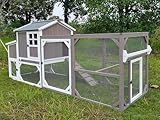 PetsCosset 95.3' L Portable Chicken Coop Tractor Hen House with Nesting Box,Chicken Coops Chicken House,2 Story Wooden Indoor Outdoor Poultry Cage for 3-5 Chicken with 6 Access,Pull-Out Tray,Grey