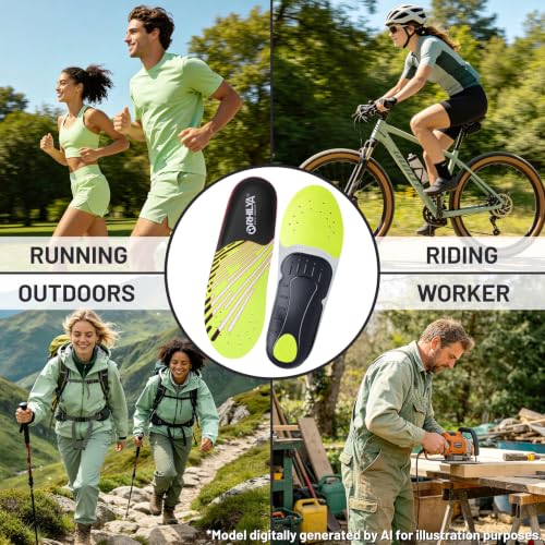 Image of 240lbs+ Arch Support Pain Relief Insole Men Plantar Fasciitis Orthotic Insert Women, Comfort Flat Feet Heel Pain Work Boot Shoes Insole Standing All Day Size 7, 260MM