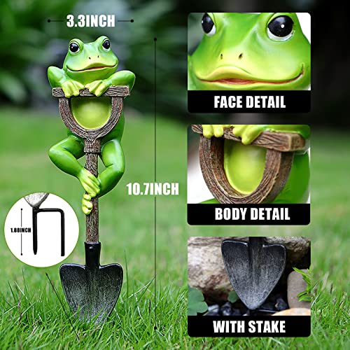 Legifo Frog Figurine Garden Statue Outdoor Decoration Frog With Shovel Plant Decor Landscape Resin Sculpture Gift Art Accessories Animal Ornament For Yard Lawn Patio Outside Backyard Home Pots (Frog) #TOP4