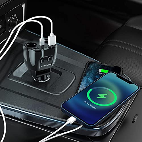 [2023 Upgraded] Cigarette Lighter Splitter, Superone 180W 2-Socket Cigarette Lighter Adapter With Dual Qc3.0 And 20W Pd Usb C Car Charger Splitter For Gps/Dash Cam/Laptop/Ipad/Iphone 14/13/12/11 #TOP6