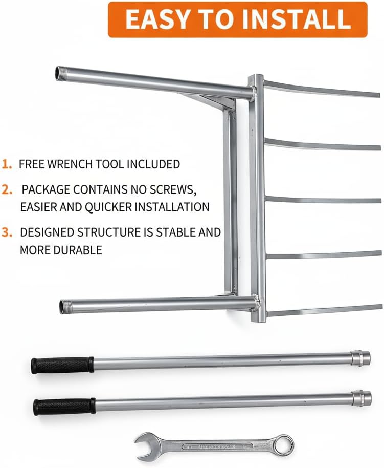 5-Tine Heavy Duty Broadfork, Rust-Resistant Professional Garden Fork with Widened Foot Pedal, High-Strength All-Steel Soil Tiller for Aerating Clay Soil, Easy Assembly Tool for Farming