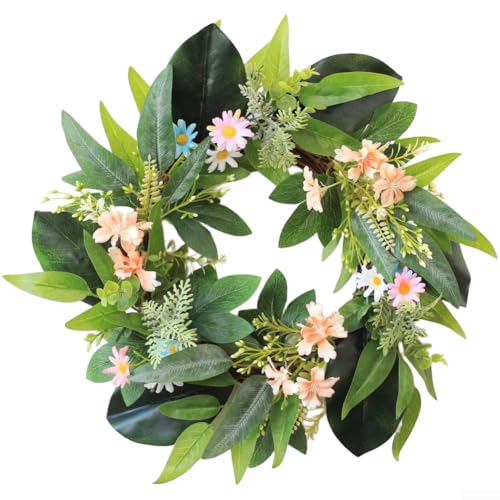 Ghirlanda artificiale, margherita con foglie di salice, per interni ed esterni, decorazione da parete per matrimoni