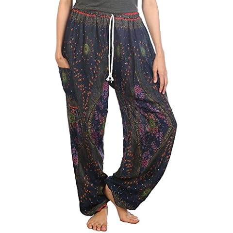 Pantalones Lofbaz Mujer Cordón Floral 2 Harén Azul Oscuro Cover