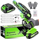 Mini Chainsaw Cordless 6 Inch, Electric Chain Saw with 3 Chains and 850W Motor, Small Battery Chainsaw with 1 Battery and Safety Lock, Light Weight Handheld Chain Saw for Wood Cutting Tree Trimming
