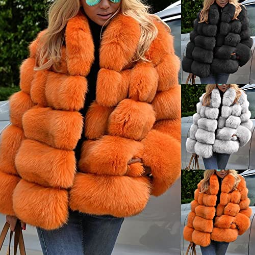 Jsarle Cropped Faux Fur Coats For Women Winter Warm Fluffy Faux Fur Fleece Shacket Jacket Warm Thick Quilted Parka Coat White #TOP1