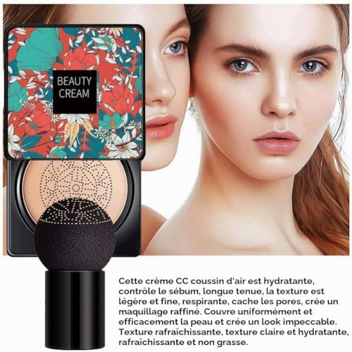 JTLB Air Cushion CC Cream Fond de Teint tête de Champignon, Coussin d'air BB, crème BB, Maquillage de Base Impeccable, Base de Base de Maquillage Tonique avec Coussin d'air Champignon – vue 5