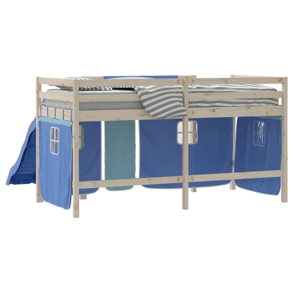 Rideaux lit mezzanine bleu polyester