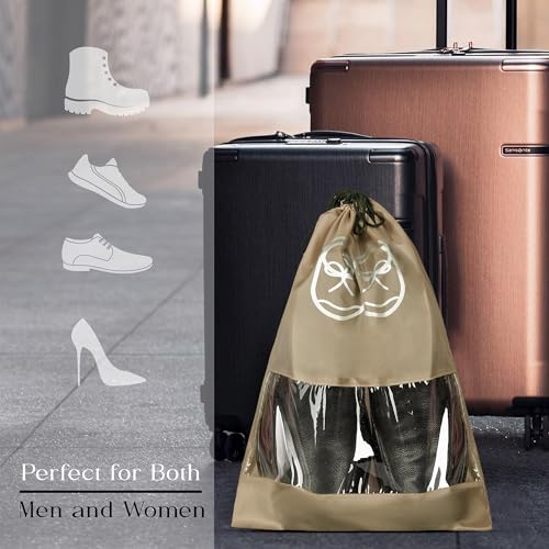 Image of Heart Home Pack of 10 Travel Shoe Organizer | Travel Storage Bags | Travel Carrying Bag | Storage Organizers Set | Shoe Cover with Transparent Window | Shoe Dori Cover | Yellow & Brown