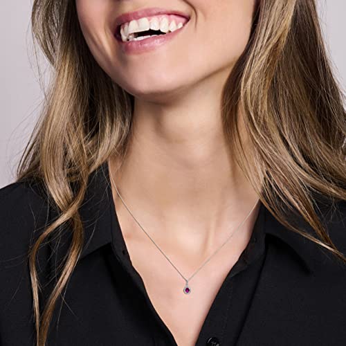 Collar de Oro Blanco con Diamantes y Rubí 9K 45cm