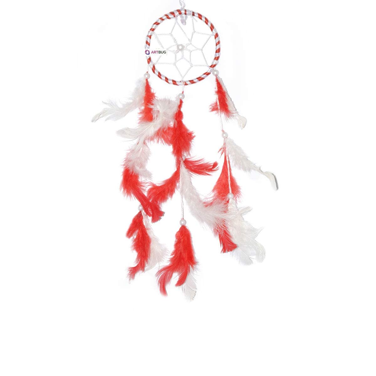 ARTBUG Dream Catcher Natural Feather Small Dream Catcher Hanging for Cars/Rooms (3 inch) - for Positive Energy and Protection (Red/White) (Pack of 1)-picture-37