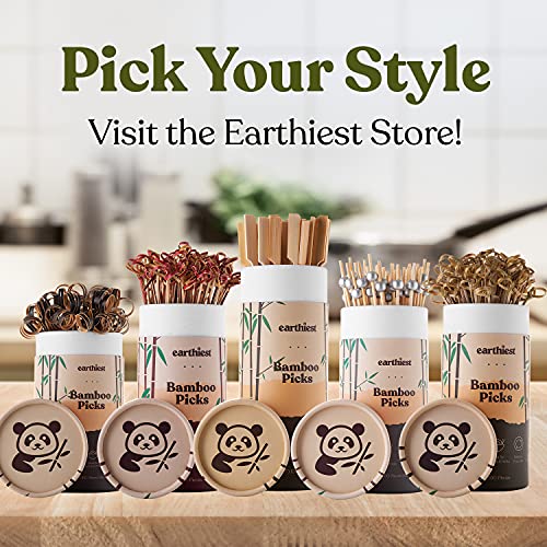 Cocktail Picks - Bamboo Skewers - Toothpicks For Appetizers - 6 Inch Cocktail Skewers For Appetizers Gold (100 Pack) - Wooden Skewers For Food Bbq & Cocktail By Earthiest. (Gold) #TOP3