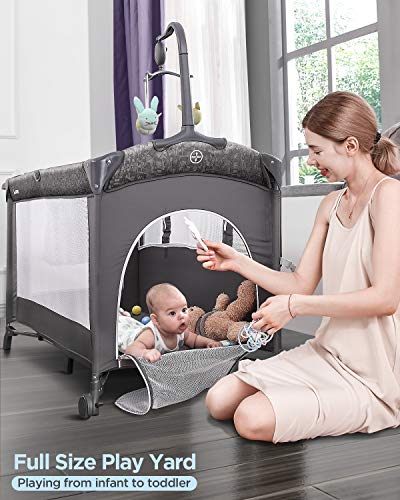 ADOVEL-Baby-Bassinet-Bedside-Crib-Pack-and-Play-with-Mattress-Diaper-Changer-and-Playards-from-Newborn-to-Toddles-Grey