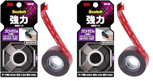 3M スコッチ 強力両面テープ フロントガラス用 黒 12mm×1.5m KCW-12R (× 2)