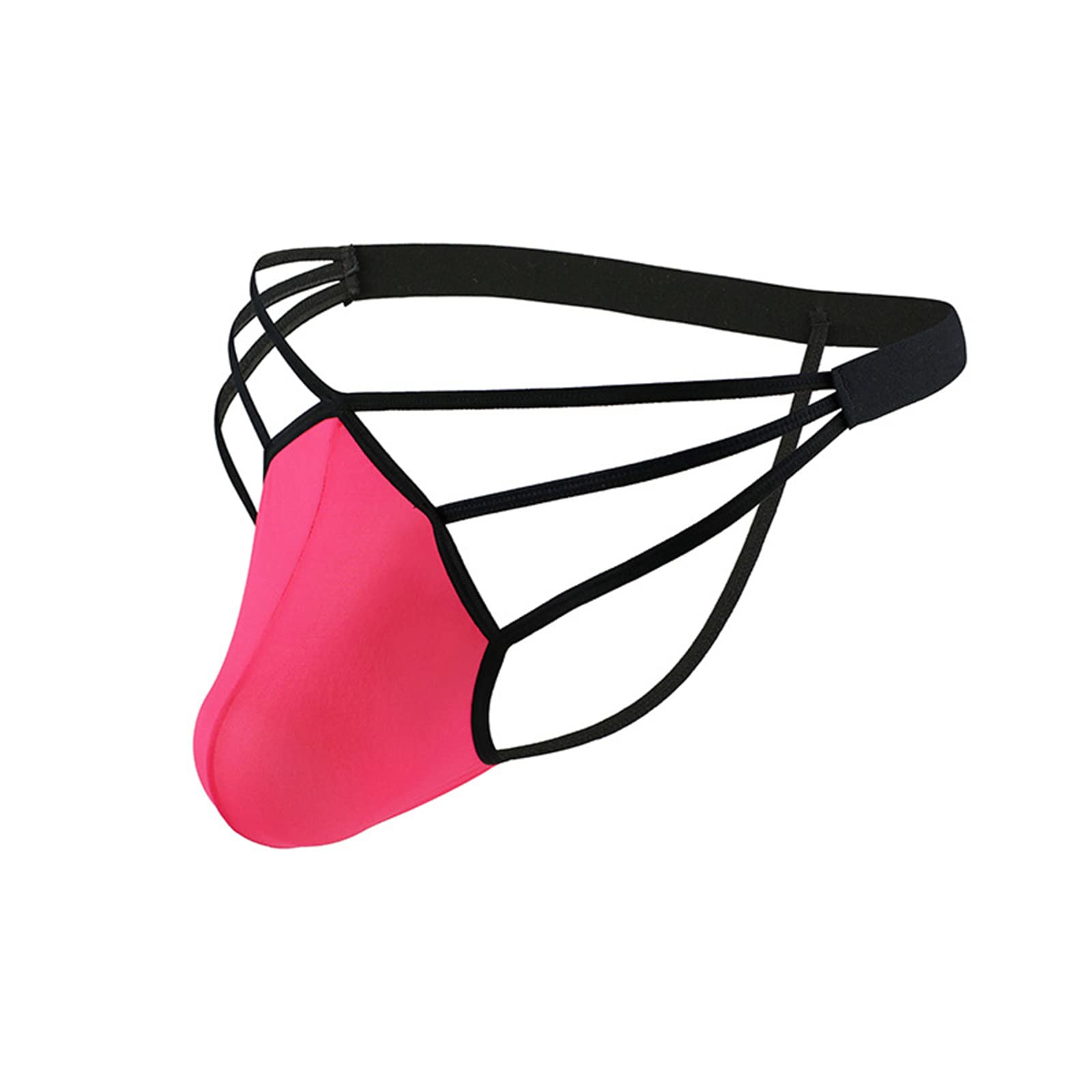 Evankin Mens Sexy Ice Silk Thong Hollow Out G-Strings Comfortable Breathable Underwear Jockstrap(RoseRed,M)
